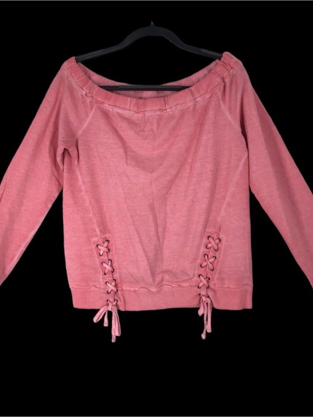 Maurice’s Large Pink Lace-Up Off-Shoulder Pullover